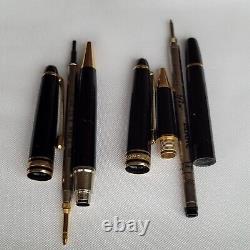 Lot of 4 Montblanc Meisterstuck Ballpoint Pens (3) Pencil (1) with Leather Case
