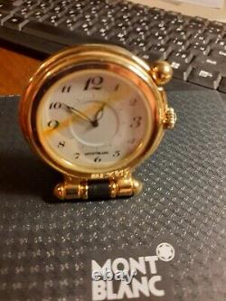 MONT BLANC MEISTERSTUCK Travel Clock Gold Plated Swiss Made 5707