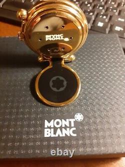 MONT BLANC MEISTERSTUCK Travel Clock Gold Plated Swiss Made 5707