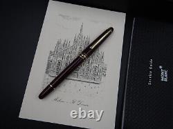 MONTBLANC Fountain Pen Meisterstuck 144R Red BURGUNDARY With 14K Gold Nib in BOX