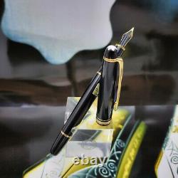 MONTBLANC Meisterstuck 144 Black Gold Classic 14K Medium Nib Fountain Pen NOS