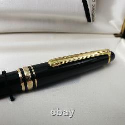 MONTBLANC Meisterstuck 144 Black Gold Classic Fountain Pen 14K Medium Nib NOS