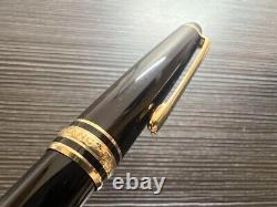MONTBLANC Meisterstuck Fouintain Pen 144 Black Nib F 14K all Gold