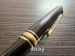 MONTBLANC Meisterstuck Fountain Pen 144 Black Nib F 14K All Gold Ebonite Core