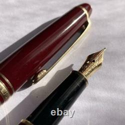 Meisterstuck Pen Fountain Montblanc Bordeaux 4810 Nib F Gold Black GERMANY USED
