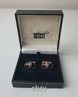 MontBlanc Meisterstuck Solitare Black Oynx & Gold Plated Cufflinks in Box Rare