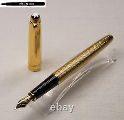 Montblanc Meisterstuck 144 Fountain Pen Solitaire 22 K Gold Plated Guilloche