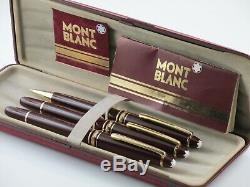 Montblanc Meisterstuck 144 Set Of 3 Pens Burgundy Line Gold With Original Box +