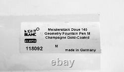 Montblanc Meisterstuck 145 Fountain Pen Geometry Doue Champagne Gold 118092 New