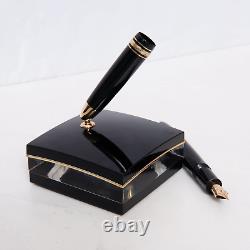 Montblanc Meisterstuck 146 Black & Gold LeGrand Crystal Desk Set Mint Preowned