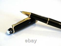 Montblanc Meisterstuck 163 Rollerball Pen In Black With Gold Trim In Box Mint