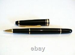 Montblanc Meisterstuck 163 Rollerball Pen In Black With Gold Trim In Box Mint