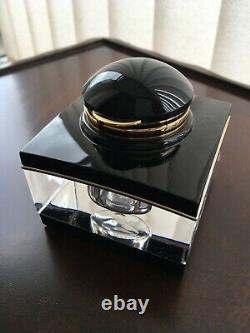 Montblanc Meisterstuck Crystal, Black and Gold Desk Inkwell for Fountain Pen