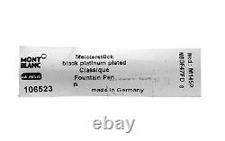 Montblanc Meisterstuck Platinum Plated Fountain Pen Classique Gold Nib B 106523