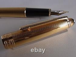 Montblanc Meisterstuck Solitaire 1444 Gold Plated Barley Fountain Pen 18K F Nib