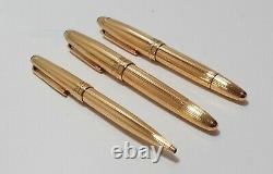 Montblanc Meisterstuck Solitaire Sterling Silver Gold Set 2x Fountain, Ballpoint