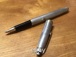 Montblanc Meisterstuck Sterling Silver 925 Pinstripe Ballpoint Pen Gold Trim
