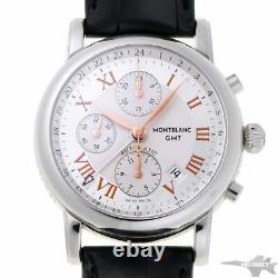 Montblanc Star Chronograph GMT Automatic 7067 Silver Dial SS Men's Watch b0203