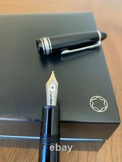 Montblanc meisterstuck 14k white gold nib fountain pen with ink and box