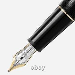 NEW MONTBLANC MEISTERSTUCK 145 FOUNTAIN PEN IN BLACK & GOLD WITH 14K M nib