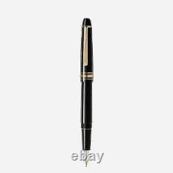 New Authentic Montblanc Meisterstuck Gold Fountain Pen M with Leather Pouch