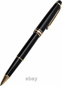 New Authentic Montblanc Meisterstuck Rollerball Black Gold Trim 163 12890 pen