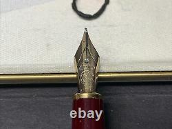 VTG Montblanc Fountain Pen Meisterstuck 4810 Burgundy Nib Solid Gold 14KT M Red